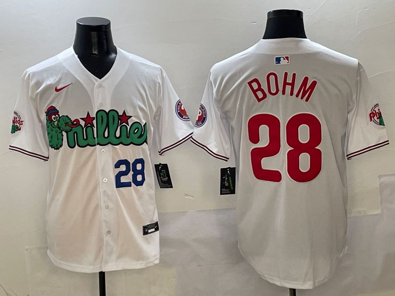 Men Philadelphia Phillies #28 Bohm White three generations Joint Name Nike 2025 MLB Jersey style 2->philadelphia phillies->MLB Jersey